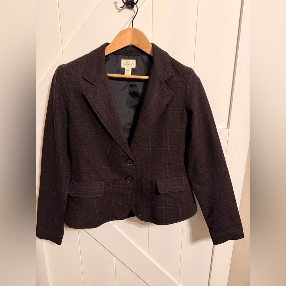 Leviโs Plaid Blazer Jacket brown purple wool blend academic Y2K Womenโs Large